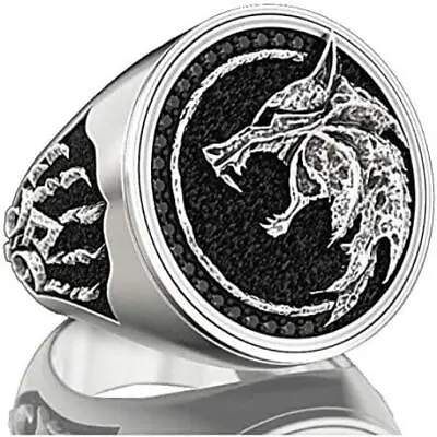 Mens Wolf Ring Jewelry Stainless Steel Ring Viking Ring Wizard Gift For Men • $29.99