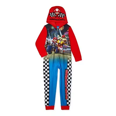 Mario Kart Boys Hooded Union Suit Pajamas Size 8 Or 10/12 NWT • $20.99