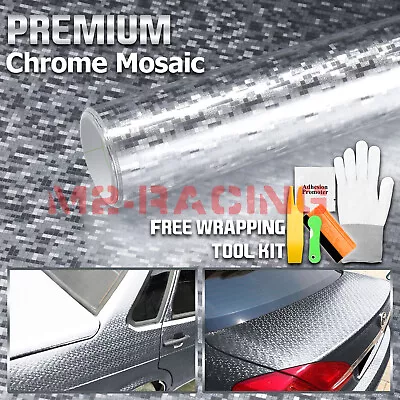 Chrome Mosaic Silver Car Vinyl Wrap Sticker Decal Sheet Film Disco Bubble Free • $4.99