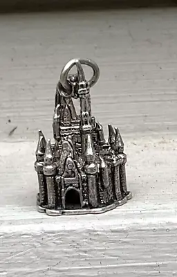 Vintage Walt Disney Productions 3d Large Sterling Charm CINDERELLA CASTLE WDP • $24