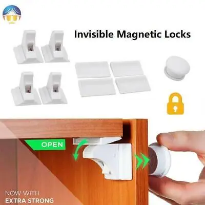 Invisible Magnetic Baby Child Locks Pet Proof Cupboard Drawer Safety Lock Catch • £12.31