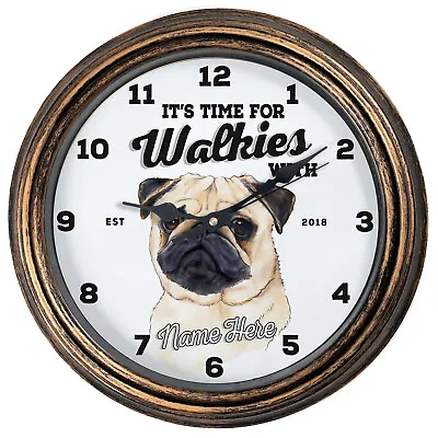 Personalised Kitchen Clock Pug Round Wall Hanging Dog Home Cute Gift DC52 • £22.95
