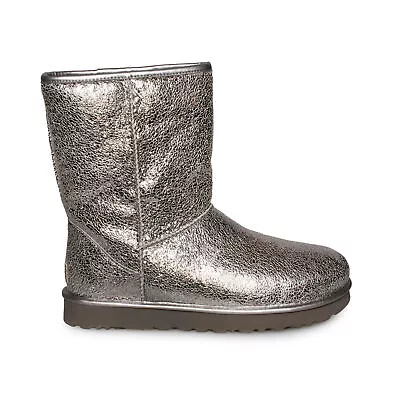 Ugg Classic Short Metallic Sparkle Gunmetal Leather Women's Boots Size Us 6 New • $139.99