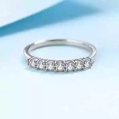 2 Ct Round Cut Moissanite Eternity Wedding Band 14K White Gold Plated For Her • $103.83