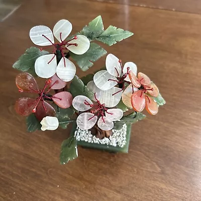 Vintage Asian Gemstone Flower Bonsai Tree • $29