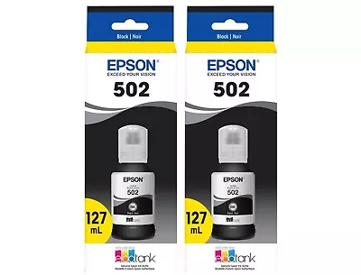 EPSON 502 EcoTank Genuine Ink Ultra-high Capacity Bottle Black Twin 127ml X2 • $22.90