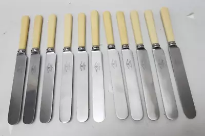 MAPPIN & WEBB CUTLERY KNIFE SET X11 BUFF HANDLES STAINLESS BLADES SHEFFIELD • $44.99