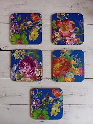 Mackenzie-Childs Flower Market Cork Backed Drink Coasters Set Of 5 • $25