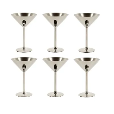 £22.90 • Buy Set Of 6: Vintage Retro Stainless Steel Cocktail Glasses Goblets Martini Cosmo