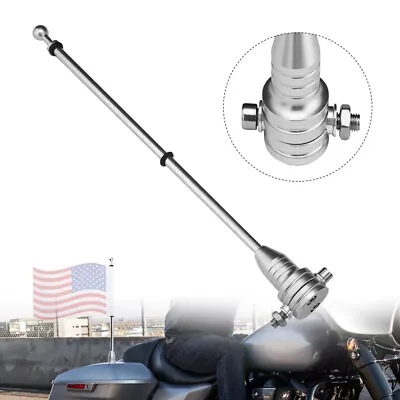 Chrome Motorcycle Flag Pole Luggage Rack Adjustable Mount For Harley Universal • $14.99