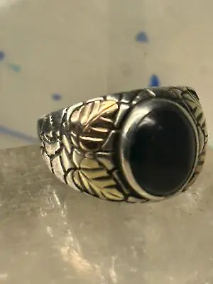 Black Hills Gold Ring Onyx Band Nugget Size 10.75 Sterling Silver Vintage Men Wo • $188
