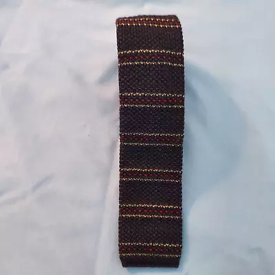 Men's Neck Tie Skinny Slim Square End Woven Knit Striped • $18.66