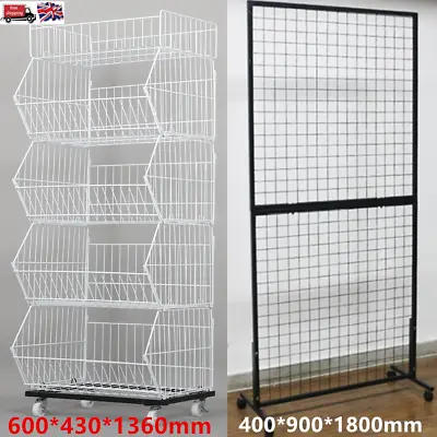 5-Tier Stackable Wire Storage Bin Rack/Gridwall Panel Display Retail Rack Shelf • £115.89