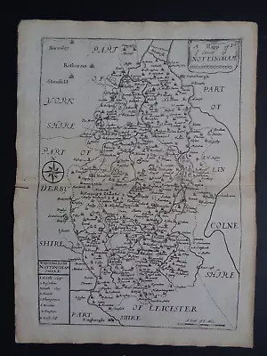 1716 BLOME / TAYLOR Atlas Map  NOTTINGHAMSHIRE - MAPP Of YE COUNTY Of NOTTINGHAM • £19.99