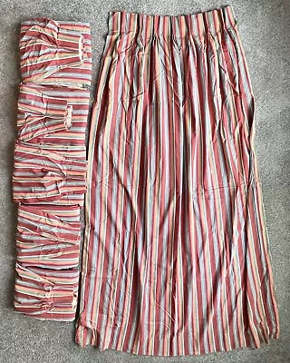 6-Panels Vintage Pinch Pleat Heavy Curtain Drapes Striped Boho Lined Preowned • $415