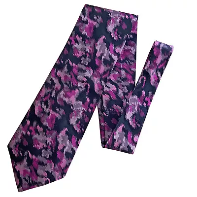 Vintage 1980s Missoni Cravatte 100% Silk Neck Tie Black Magenta Abstract Italy • $15.99