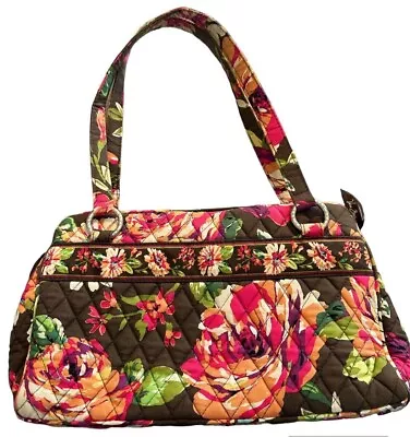 Vera Bradley English Rose Whitney Shoulder Tote Handbag Purse Zip Brown Floral • $24.99