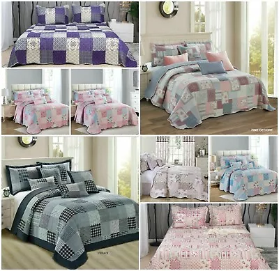 £23.52 • Buy Luxury Quilted Bedspread Throw Set 3 PCs Sofa Bed Cover Single Double King Size 