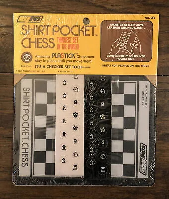 Vintage 1973 Foldable Chess Set Portable Shirt Pocket Chess Board Roylon Inc. • $19.99