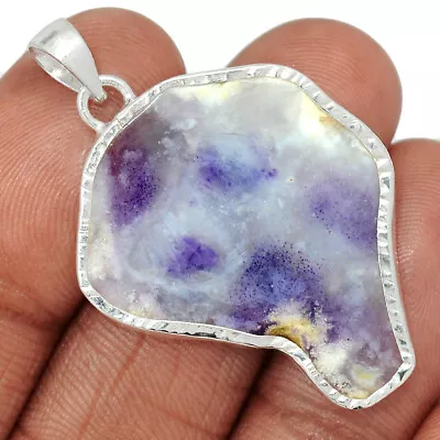 Natural Violet Flame Opal Slice - Mexico 925 Silver Pendant Jewelry CP33474 • $15.99