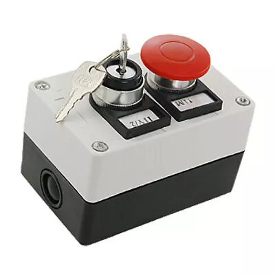 2 In 1 Lock Key Button On/off Switch Red Mushroom Push Button Station • $19.78