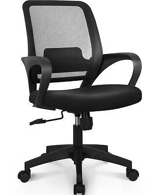 Black Mesh Computer Chair Adjustable Lumbar Support Swivel Rolling Chair Modern • $37.78