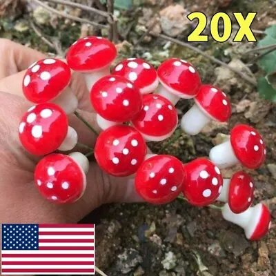 20Pcs Artificial Mini Mushroom Miniatures Fairy Garden Moss Terrarium Resin US • $1.70