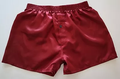 New Men's Satin Boxer Shorts (maroon) Size Large • $14.98