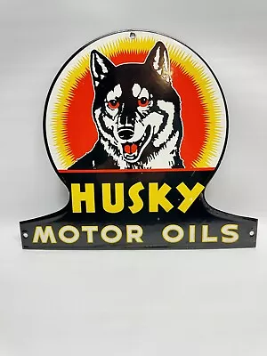 Husky Gasoline Porcelain Vintage Style Sign Oil Gas Station Motor Oil • $72.99