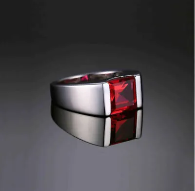 2.21 Ct Simulated Ruby Men's Solitaire Engagement & Wedding Ring 14K White Gold • $251.91