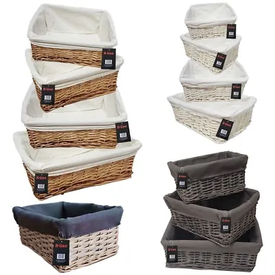 Wicker Willow Storage Baskets Lining Easter Gift Make Your Own Hamper Large • £7.99