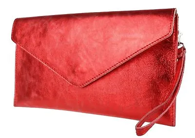 £17.99 • Buy Women's Genuine Italian  Suede Leather Envelope Rebecca Clutch Bag/  Prom Party 