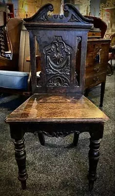 Carved Gothic Altar Chair In Pitch Pine • £295