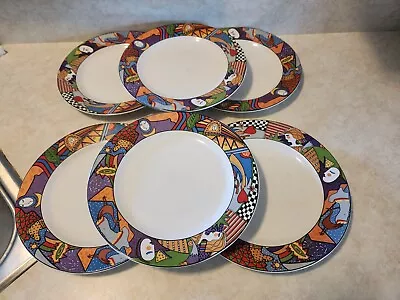 Vintage 1991 Vitromaster Metropolitan Stoneware Dinner Plate Set Of 6 • $45