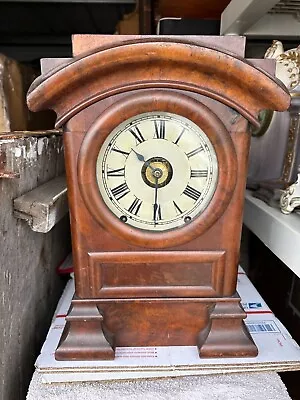 OLD ANTIQUE SETH THOMAS Cottage Shelf  Mantel Clock Time & Strike With Alarm • $152.50