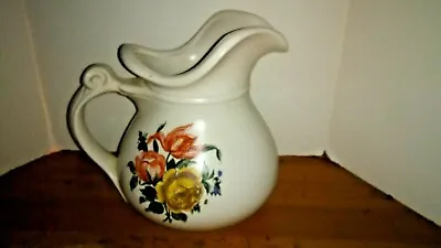 Vintage McCoy 8 Inch Water Pitcher Flower Pattern • $10