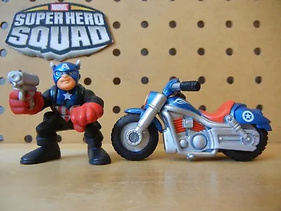 Marvel Super Hero Squad CAPTAIN AMERICA & MOTORCYCLE Variant Bike W Star / Wings • $6.29
