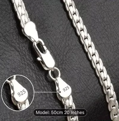 Genuine Luxury 925 Sterling Silver Necklace Chain - Elegant Design 50cm/20inch • £7.55