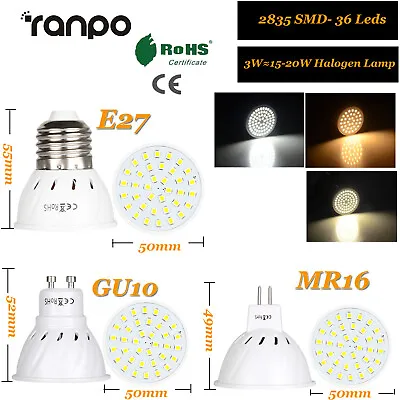 LED Bulb Spotlight 3W 5W 7W MR16 GU10 E27 2835 SMD Lamp 110V 220V 12V 24V Bright • $2.05