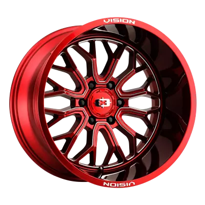 2 New  Red Tint Milled Spokes Vision  Riot 20x10 8-165.10  (100582) • $456