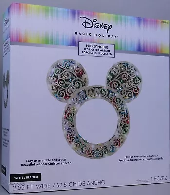 Disney 24 In Lighted Mickey Mouse Ornament Christmas Holiday Filled Gold Wreath • $139.99