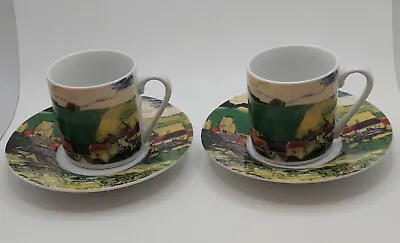 VTG Van Gough Espresso Cups And Saucers Harvest Farm Set Of 2 • $25