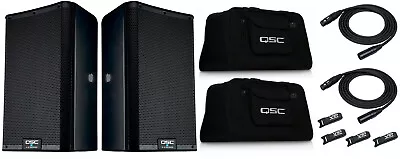 2x QSC K12.2 2-Way Powered PA /DJ Speaker 2000W + 2x QSC K12 Totes + 2x Cables • $1899.98