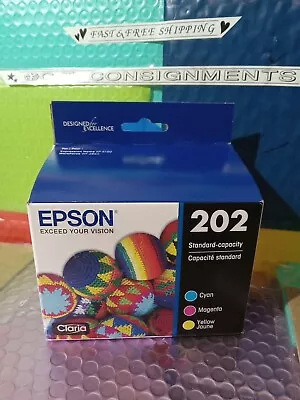 EX:1/25+❗️🖨 3-Pack Genuine Epson 202 Ink🔵🔴🟡Cyan Magenta Yellow T202520 🆓️📦 • $23.33