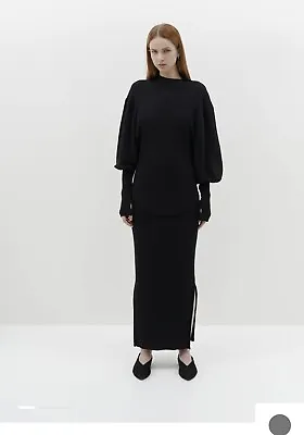Women's *~*BASSIKE*~* Black  Knit Skirt Size XS DRAPERY Rib Side Split • $50