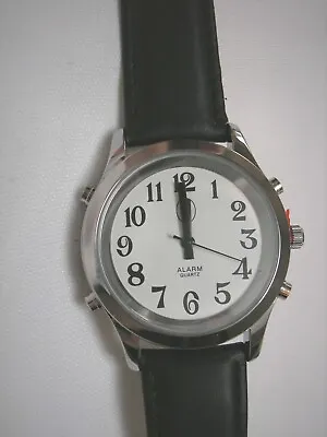 Men's Talking Watch Silver Tone White Face 4 Button. (Time/Alarm) • $49.95