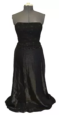 Scott McClintock Vintage 90s Black Sparkle Organza Party Prom Dress Size 10 • $32.49