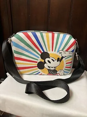 Disney Mickey Mouse Buckle-Down Sunburst Rays Crossbody Bag Purse • $34.50
