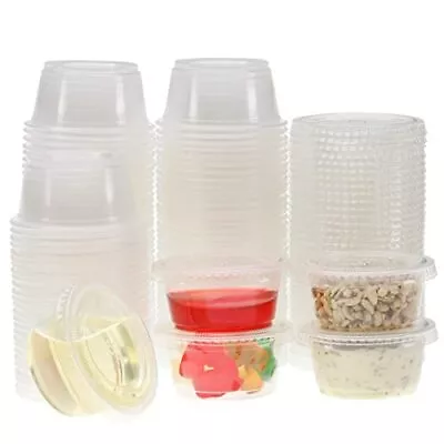 2oz Clear Plastic Portion Cups With Lids For Sauce Ketchup Jelly Salad 200Pack • $20.96