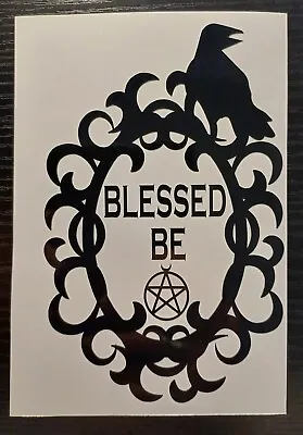 Blessed Be Pentacle Raven Vinyl Decal Sticker Pagan Moon Magic • £1.85